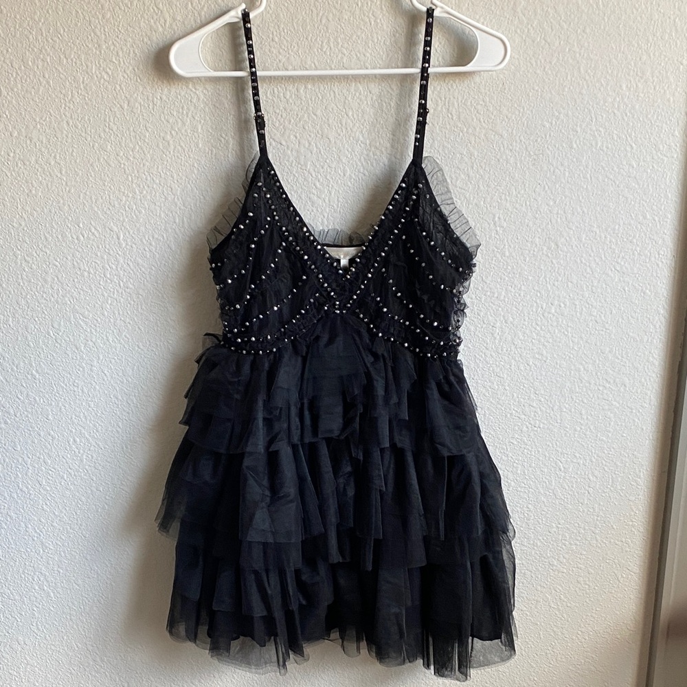 LoveShackFancy Black Ruffled Jude Dress